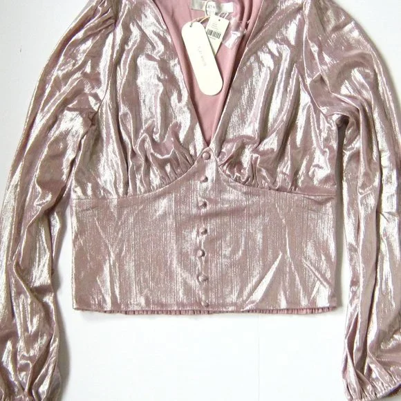 Anthropologie Shimmery Pink Top - Picture 2 of 8